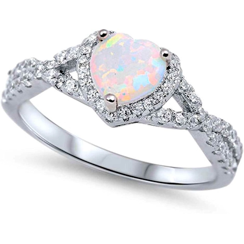 NEW Rich Sterling Silver Diamond Ring with Crystal Hearts, Birthstone colors